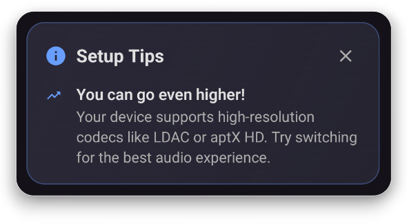 Quick Actions for best audio Setup